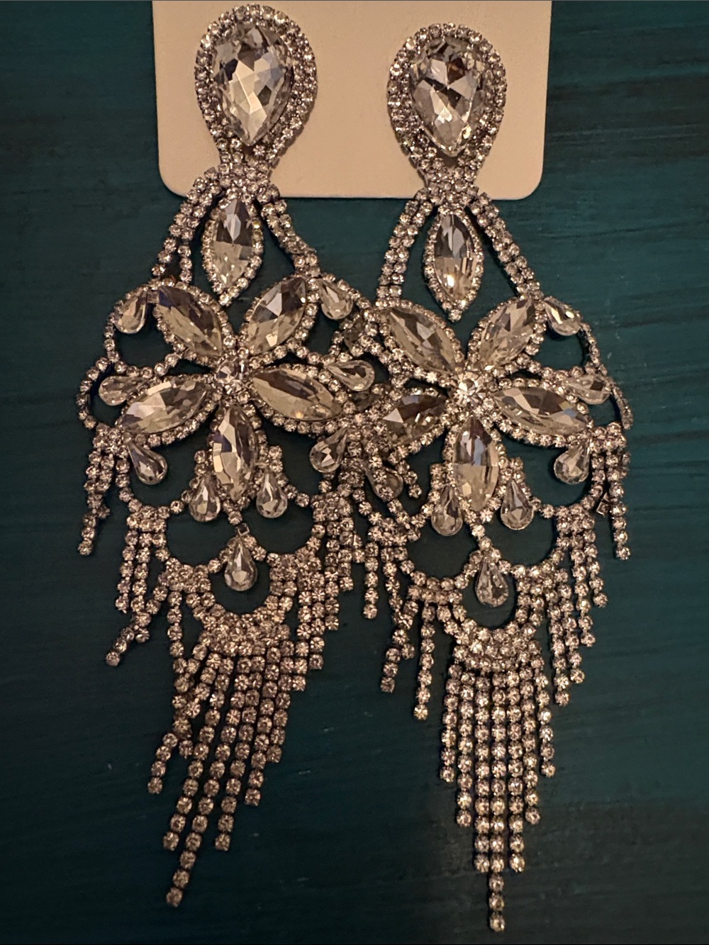 Crystal Chandelier Drop Earrings - Silver Sparkle